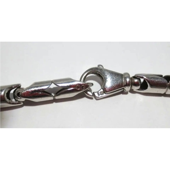 14K WHITE SOLID GOLD unique Turkish style rope LINK Unisex Necklace - Picture 8 of 14